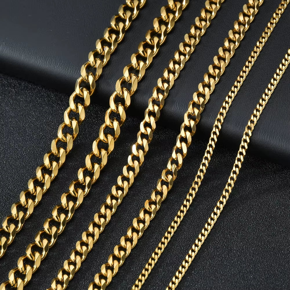 Men Stainless Steel Basic Chain Necklace Titanium Steel Jewelry Cuban Chain for Women