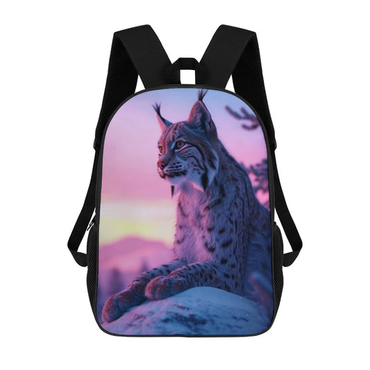 Lynx Aesthetic Sunset Mochila Escolar Printed Book Bag Elementary Student Bag 17 Inch School Backpack Bag