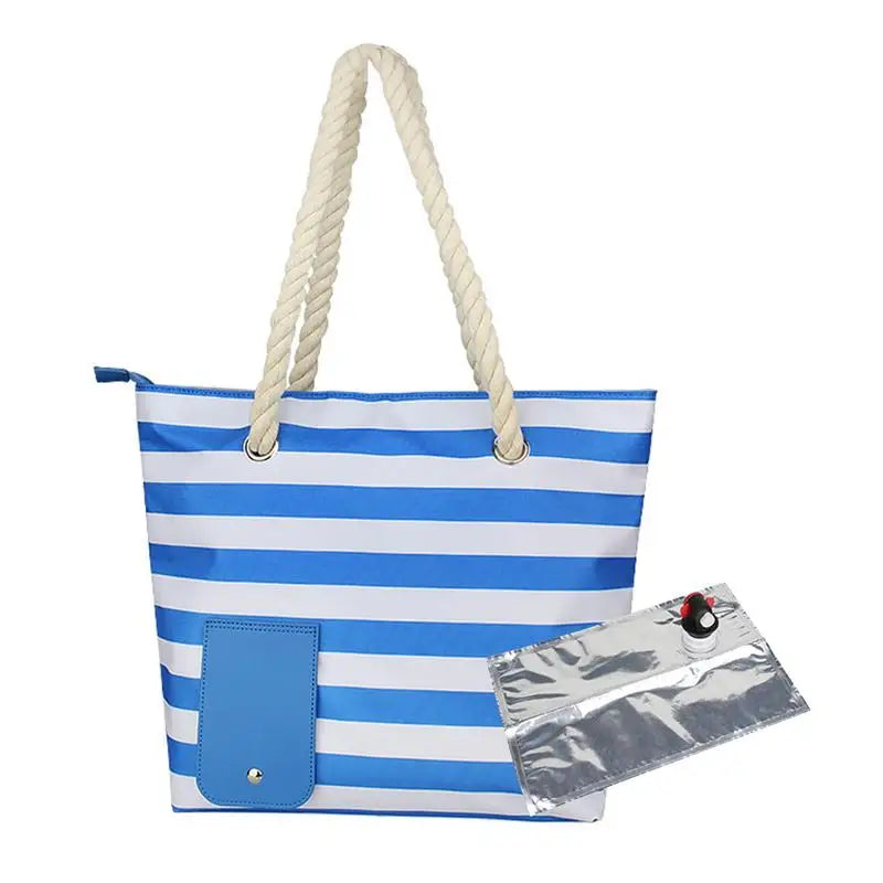 Wine Tote Bag Portable Beach Wine Purse Wine Tote Bag with Hiddens Dispenser Insulated Large Wine Cooler Bag with Wine Bladder
