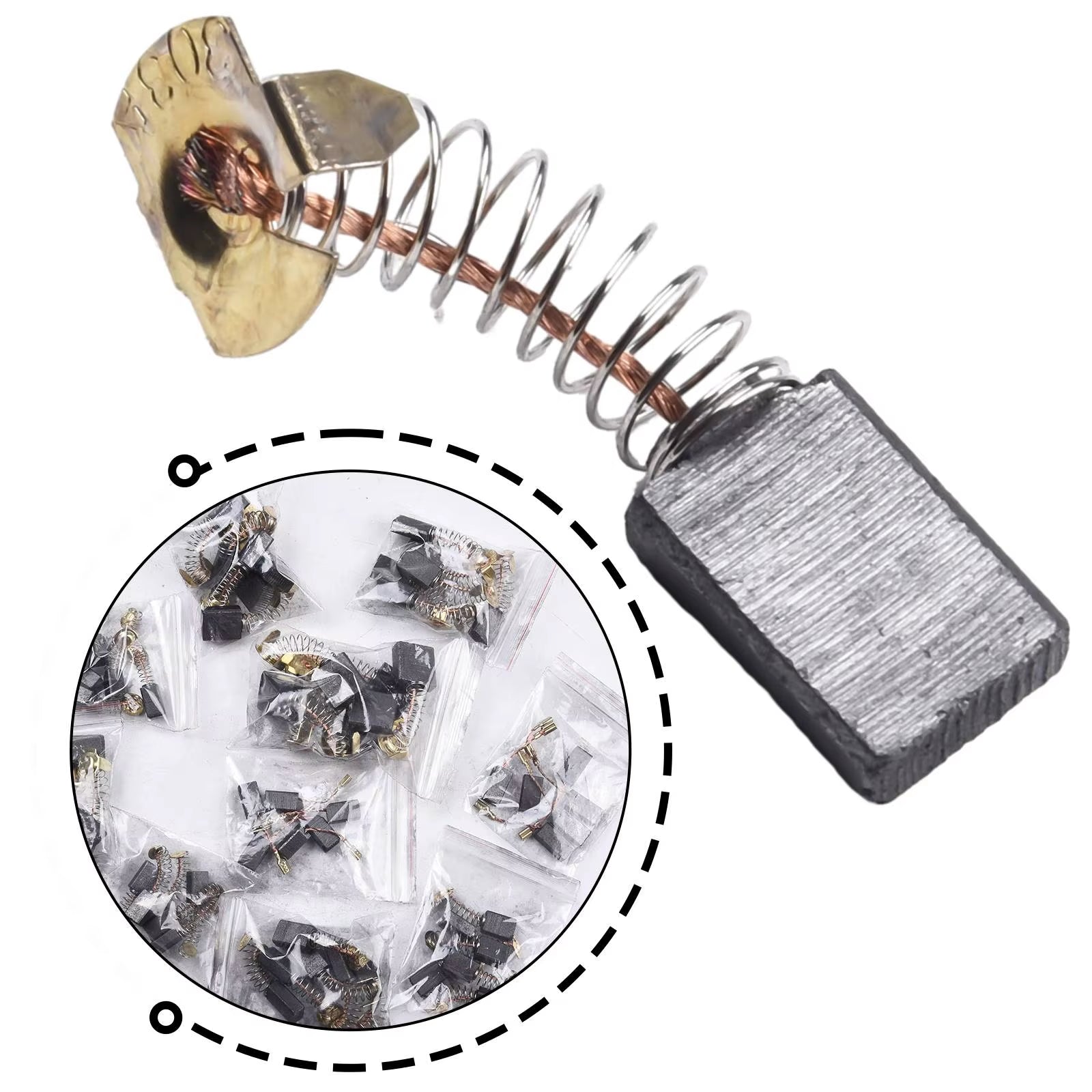 60Pcs/Set 10 Sizes Electric Motor Carbon Brushes Replacement for Power Tool Hammer Drills Circular Saws Replacement Carbon Brush