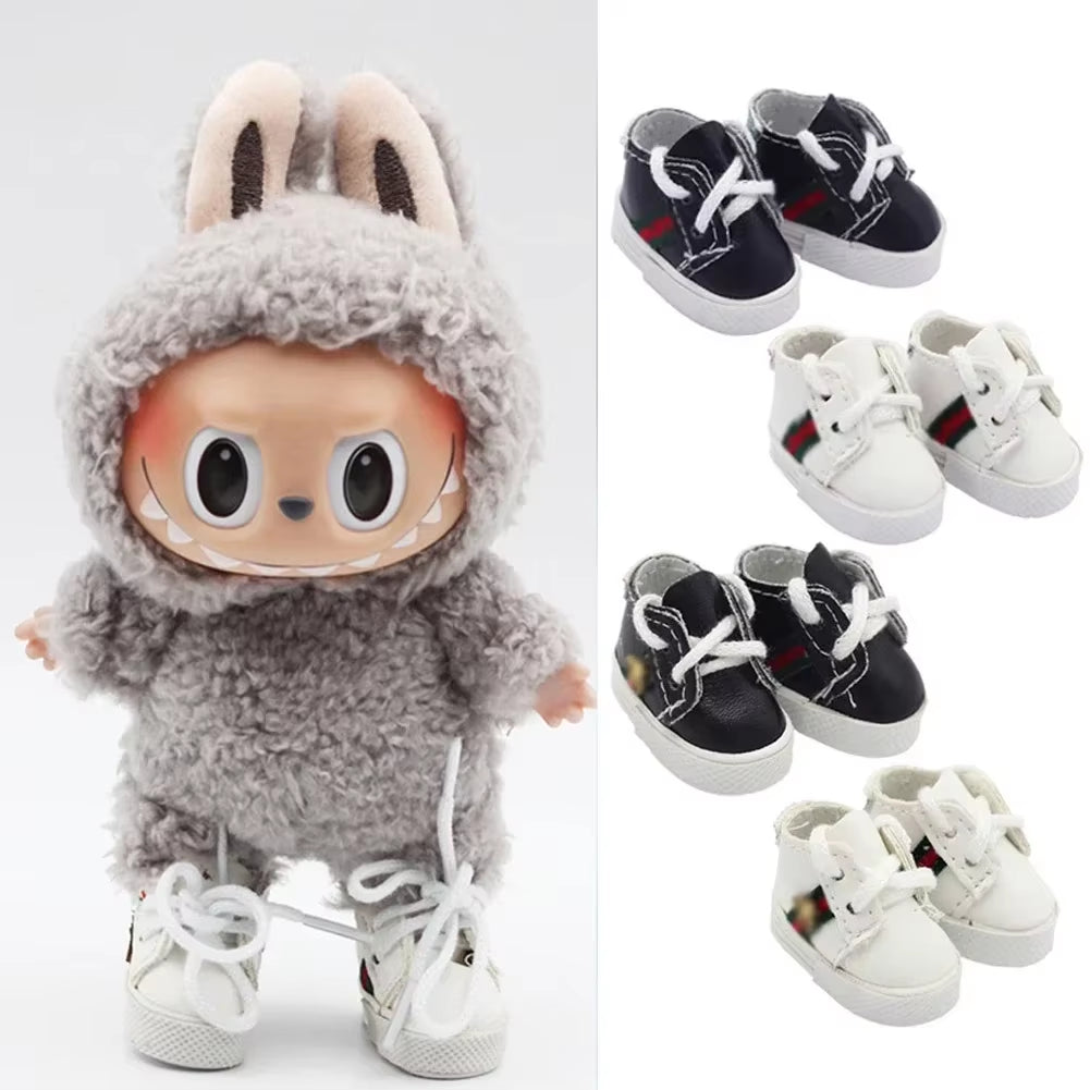 Labubu Dolls Sports Shoes 4X1.8Cm Multiple Styles DIY for Labubu Doll Leather Cloth Shoes Replacement Dolls Accessories