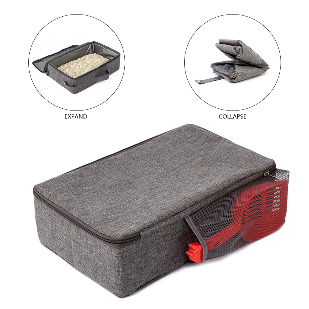 Portable Foldable Outdoor Cat Litter Box Made with Durable Oxford Cloth Ideal for Travel Camping and Pet Adventures