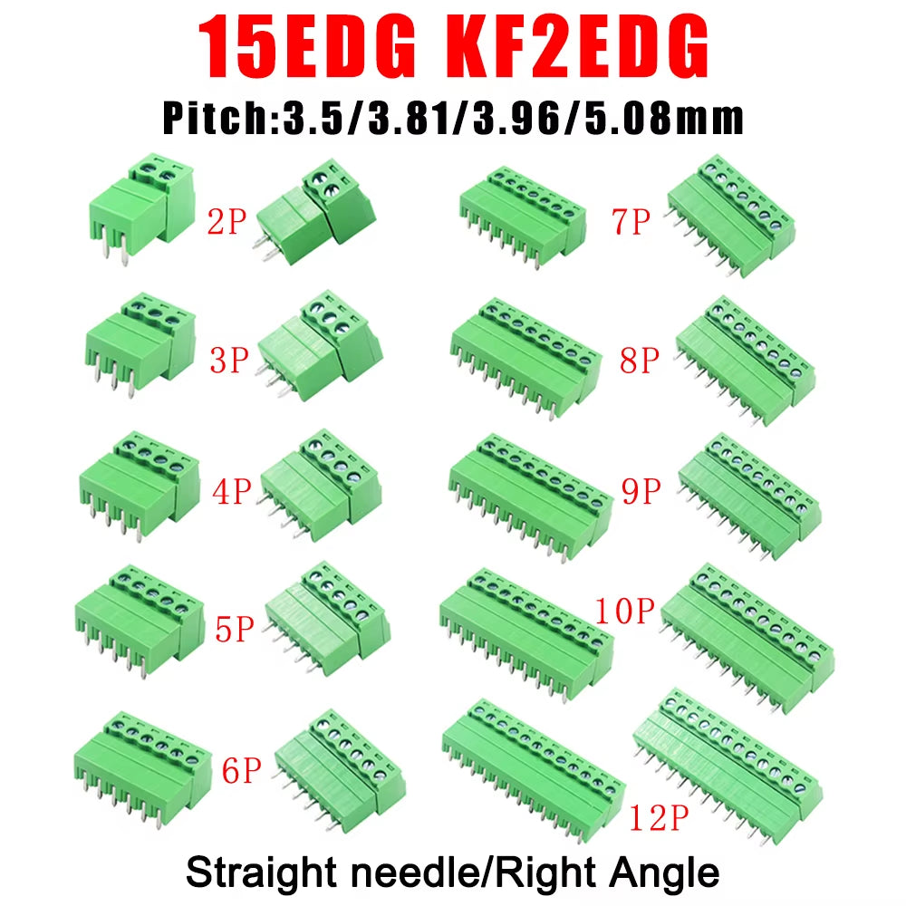 5Pair 15EDG KF2EDG 3.5Mm 3.81Mm 3.96Mm 5.08Mm PCB Screw Terminal Block 2-14Pin Male Plug Female Socket Pin Header Wire Connector