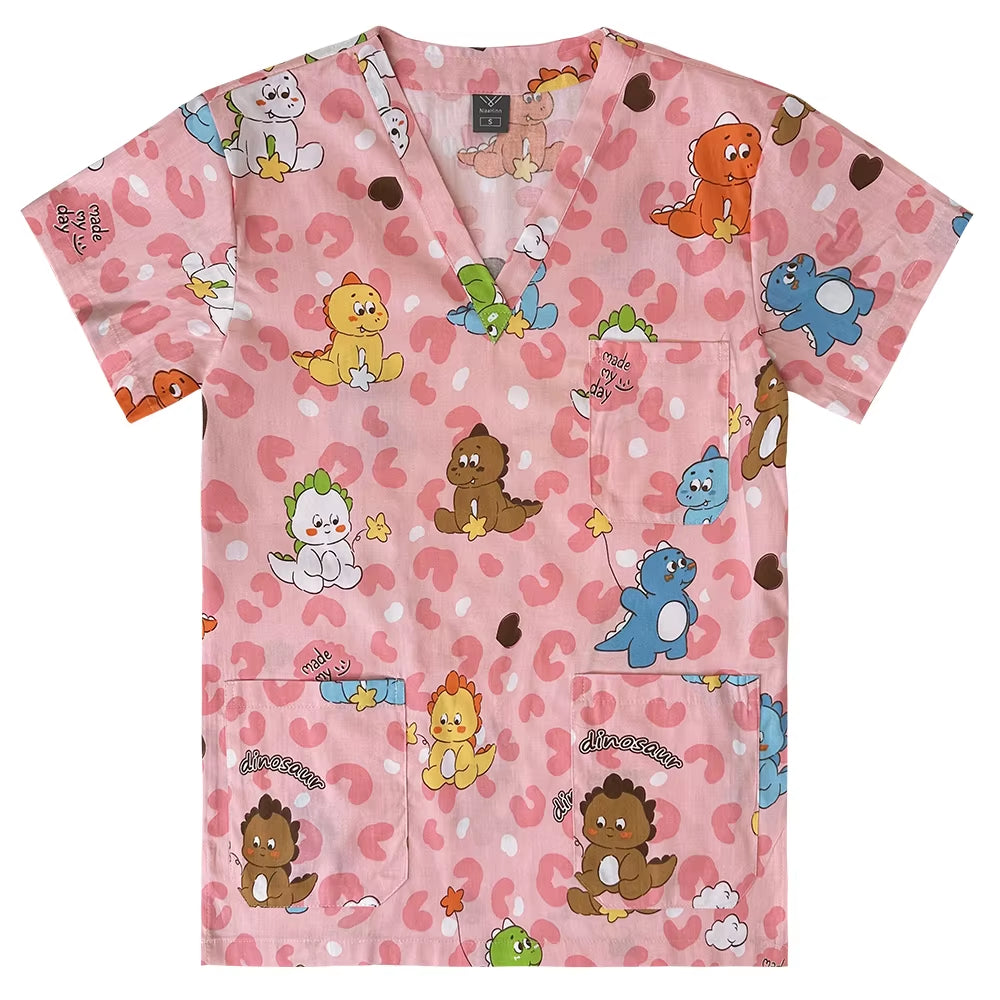 Gray Owl Printing Spa Uniform Women Beauty and Health Scrub Tops Beauty Salon Work Uniform Beauty Salon Scrubs Workwear
