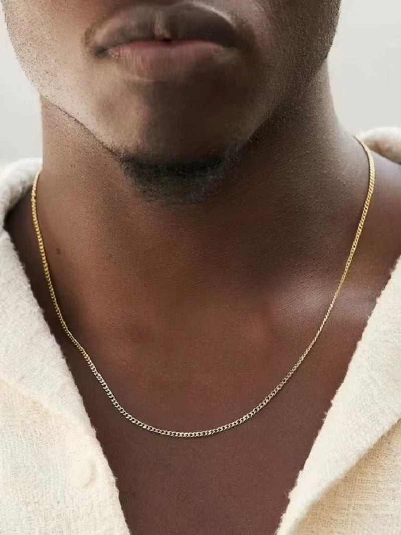 Men Stainless Steel Basic Chain Necklace Titanium Steel Jewelry Cuban Chain for Women