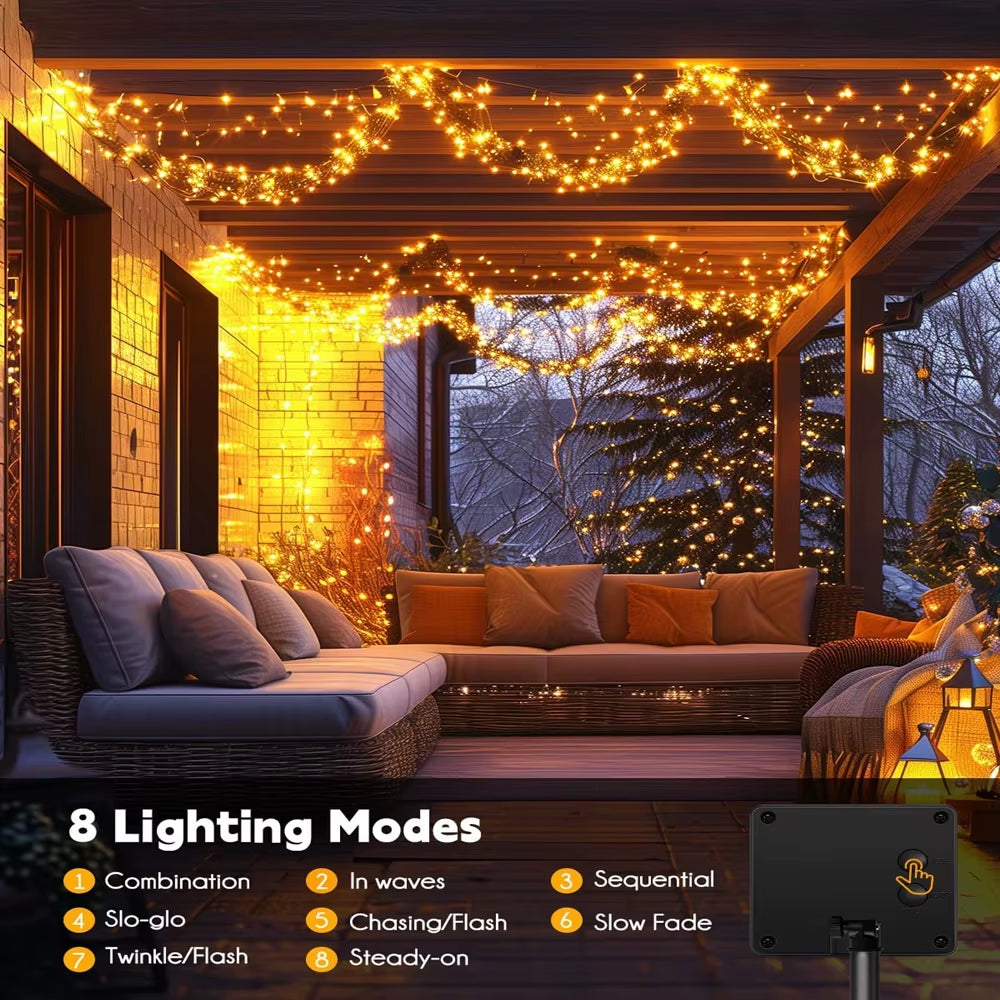 IR LED Outdoor Solar String Light IP65 with 8Mode Remote Control for Holiday Wedding Christmas Party Garland Solar Garden Light