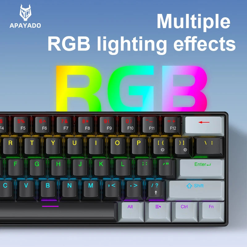 Mini Keyboard  K61 Mechanical Keyboard Wired,60% Portable 61 Keys RGB Black,White, Red/Blue Switch for Gaming