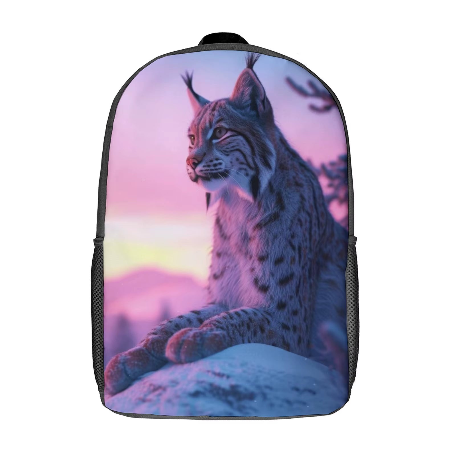 Lynx Aesthetic Sunset Mochila Escolar Printed Book Bag Elementary Student Bag 17 Inch School Backpack Bag