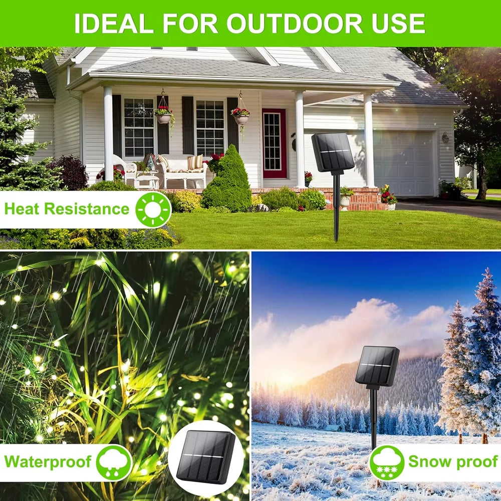 IR LED Outdoor Solar String Light IP65 with 8Mode Remote Control for Holiday Wedding Christmas Party Garland Solar Garden Light