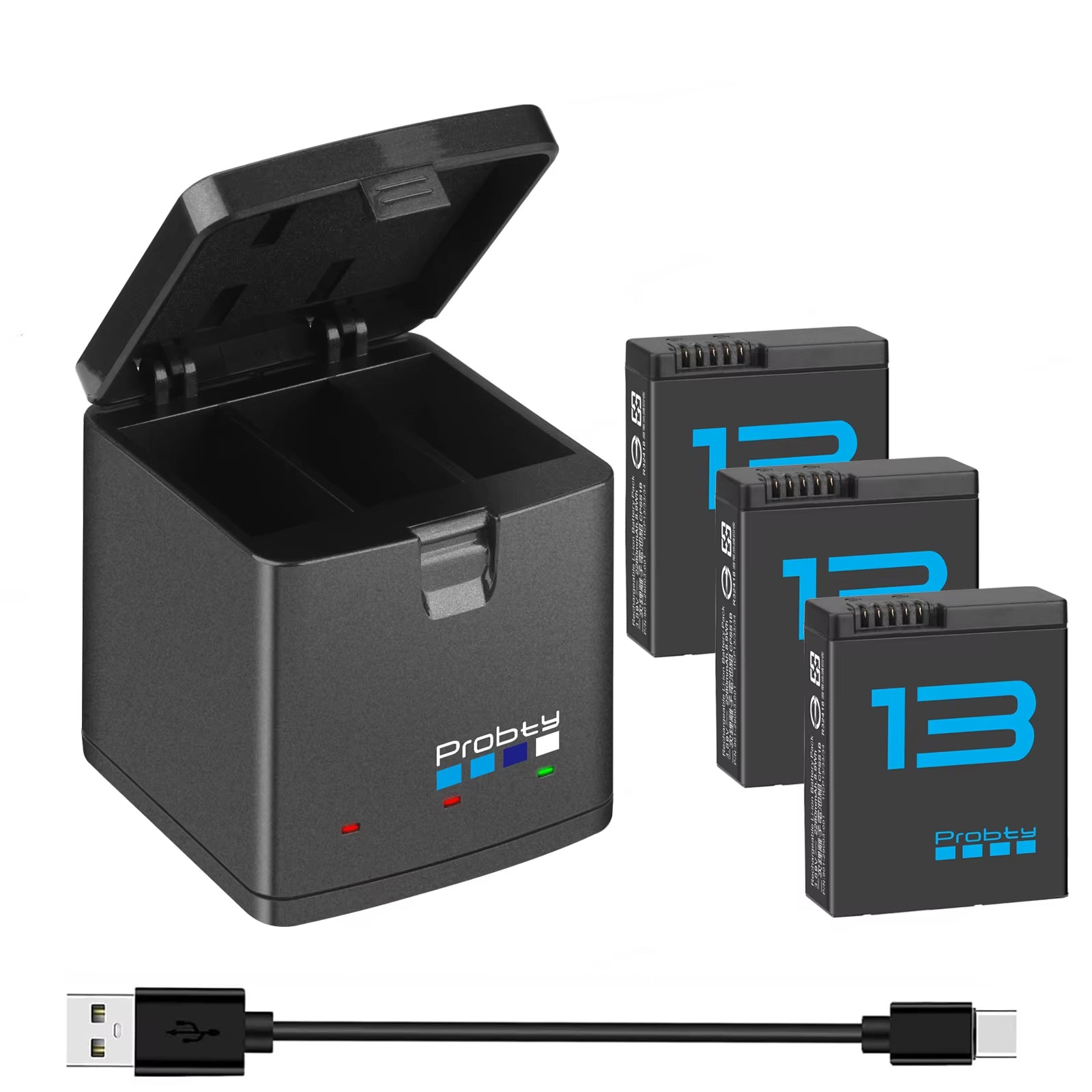 2280Mah for Gopro Hero 13 Battery+3-Slots Box Charger for Gopro Hero 13 Black Camera Accessories