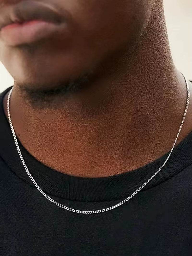 Men Stainless Steel Basic Chain Necklace Titanium Steel Jewelry Cuban Chain for Women