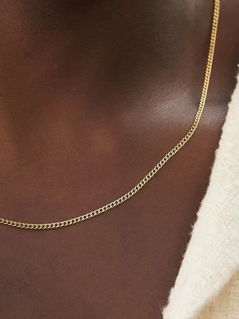 Men Stainless Steel Basic Chain Necklace Titanium Steel Jewelry Cuban Chain for Women