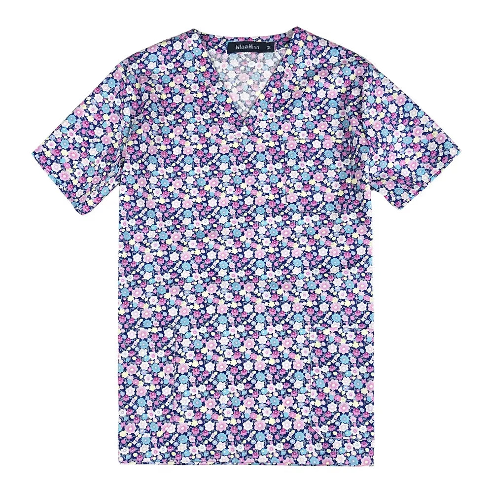 Gray Owl Printing Spa Uniform Women Beauty and Health Scrub Tops Beauty Salon Work Uniform Beauty Salon Scrubs Workwear