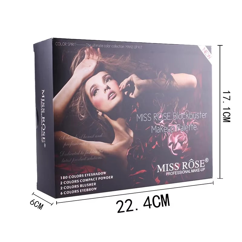 Miss Rose Professional 180 Color Eyeshadow Blush Cosmetic Foundation Face Powder Makeup Sets Eye Shadows Palette Makeup