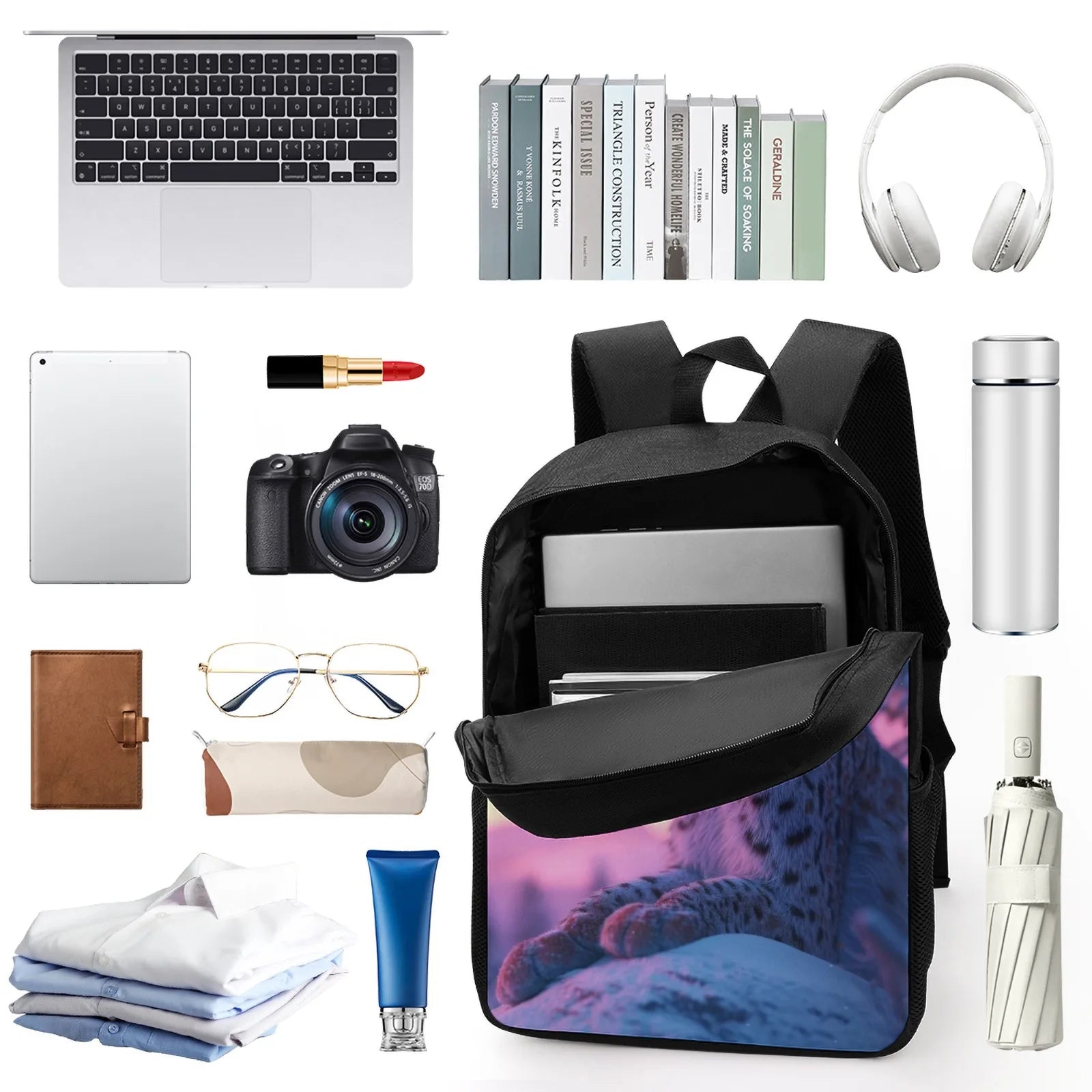 Lynx Aesthetic Sunset Mochila Escolar Printed Book Bag Elementary Student Bag 17 Inch School Backpack Bag