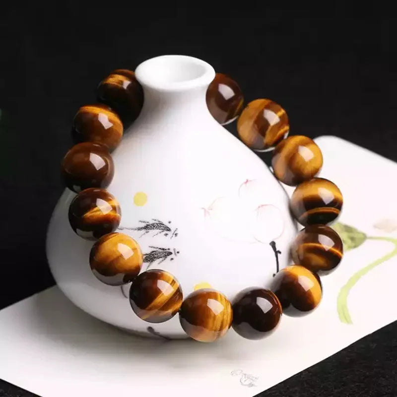 Fashion Tiger Eye Bracelets Men 5A 20Mm Nature Beads Bracelets for Women Natural Stone Braslet for Man Handmade Jewelry Pulseras